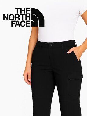 The North Face Women's Large Cargo Pants Black Convertible Hiking Zip Off Nylon
